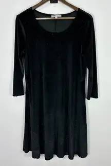 Joan Vass Black Velvet Dress Womens Large Sparkle Whimsigoth Grunge Witchy 90s