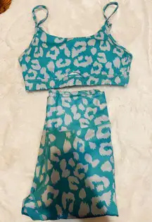 Blue Leopard Print Activewear Set