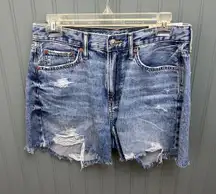American Eagle 90s Boyfriend New Mid Length Distressed Denim Shorts Size 4