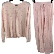 Aqua Lounge Set Pink All Over Star Print New Size Large