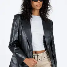 Princess Polly Women's Black faux Leather  blazer Jacket M