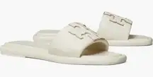 Tory Burch Double T Sport Slide Nappa Leather Cream/Gold Sz 9 NIB