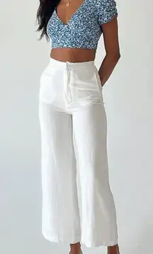 Princess Polly SIMONA LINEN WHITE PANTS SZ 8