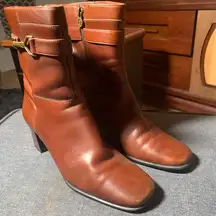 ETIENNE AIGNER E Madglen Leather Ankle Boots Size 6M Brown Horse Bit