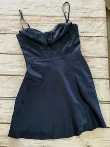 Princess Polly Womens Navy Blue Corset Mini Dress Size 4 Satin