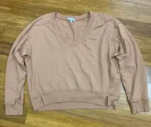 Michael Stars V-Neck Pullover Sweatshirt Womens Size XL‎ Brown Relaxed Fit Comfy