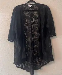LULAROE Top Women's Size SMALL Black Lace Open Lightweight Sheer Cardigan #280