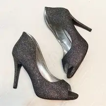 Dazzling Capparos formal wear prom cocktail gala peep gunmetal pumps