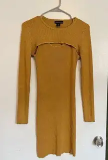 mustard yellow ribbed two piece sweater dress size medium