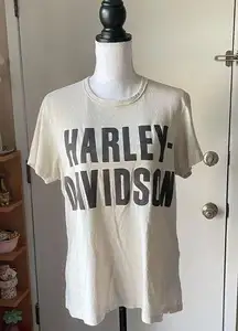 Harley Davidson Women’s Harley-Davidson Size XL Cream with Black Logo Tee T-shirt Top, Classic!