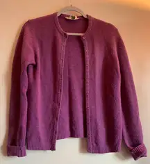 Ciao Sport Ltd Women's Purple Cardigan Sweater Lambs Wool Size Small Vintage