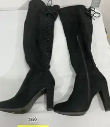 Womans Top Moda Size 10 Black Otk Faux Suede Pull On Heel Boots