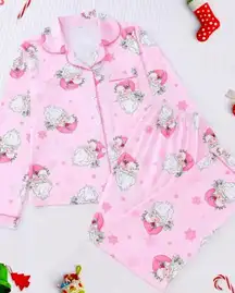 Super Sweet Silk Pink Santa Claus Pajamas