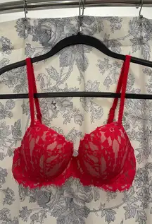 Victoria's Secret Red Lace Bra Dream Angels 32C