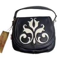 new Blush B-Lush ༄ Cavalier Leather + Fur Pouchette Clutch Handbag Bag ༄ Black