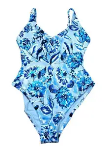 ANDIE  Swim Blue Floral Baia One Piece Swimsuit Size Medium