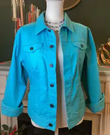 TALBOTS PETITES Turquoise Denim Jean Jacket Women's LP