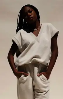 AGOLDE Shaw V-Neck‎ Vest Oversized In Oatmeal Size XS