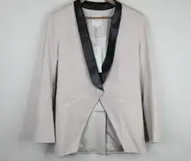 Mason by Michelle Mason Womens Blazer Jacket 6 Beige Black Single Vent