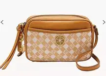 Fossil NEW  Brennon Camera Bag Jacquard Leather Crossbody