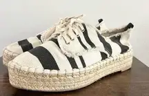 DV by Dolce Vit DV Dolce Vita Striped Canvas Espadrille Platform Lace Up Shoes Women's S…