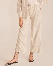 Rebecca Taylor Striped Ivory Jean Wide Leg Crop Pants NWT Sz‎ 14
