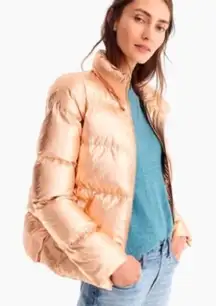 J. Crew Rose Gold Metallic Puffer Jacket Size M