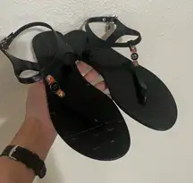 Coach Piccadilly Black Ankle Strap Jelly Thong Sandals Women's US 10 / 40