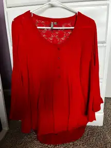 Weekend 3/4 Sleeve Red Blouse