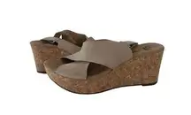 Clarks  Cushionaire Tan Leather Platform Sandals Size 9