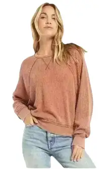 Z Supply  Claire Rust Orange Waffle Thermal Long Sleeve Top Size L