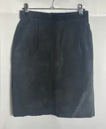 Vintage Toffs Black Suede Pencil Skirt Size Small 100% Pig Suede Lined