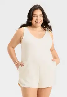 Shorts Mini Romper A new Day Sz XXL NWT Beige White Neutral Minimalist Lounge