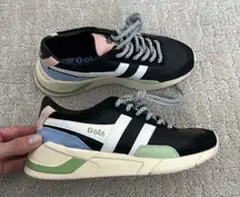 Gola Eclipse Trident Leather Sneaker Shoe Women’s Size 5 US Black Pink Green