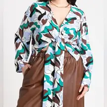 Multicolor Abstract Print Women's Top - Multi-Tie Wrap Top