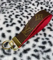 Repurposed Upcycled Keychain Wristlet Keyring Key Fob 