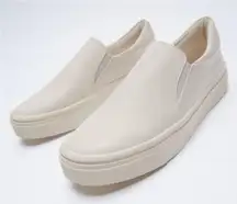 Zara cream leather slide sneakers minimalist size 6
