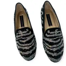 New STEVEN STEVE MADDEN | 5.5 |  RHINESTONE SPARKLY FLATS Slip on Loafer Zebra