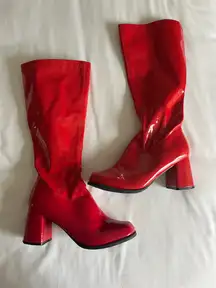 Red knee boots
