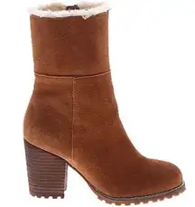 Saks Fifth Avenue Brown Suede Heeled Boots with Cozy Lining