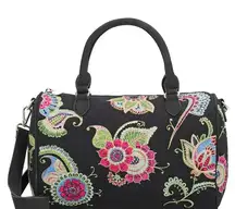 Desigual Anubis Nolita Black Floral Embroidered Satchel Crossbody Purse