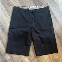 Moschino Black Bermuda Shorts Tailored Cotton Blend Cuffed Hem Size 12