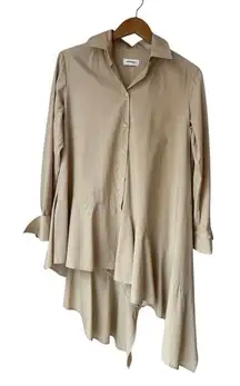 ottod’Ame 100% Cotton Tan Asymmetrical Blouse