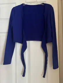 Amazon Women's Long Sleeve Wrap Front Shirt - Royal Blue