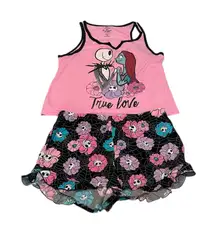 Disney szM Nightmare Before Christmas Women's Pink and Black Sleepwear Set EUC