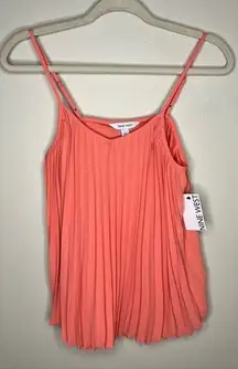 Nine West Feminine Flowing Lightweight‎ Chiffon Pleated Tank Top
