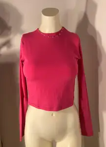 SKIMS NWT  Cropped Long Sleeve T-Shirt Top AP-LGS-1370 Raspberry 2X