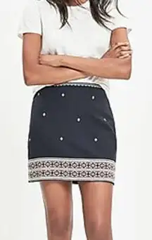 Madewell Women's Lightweight Embroidered Gamine Sexy Mini Skirt‎ Black Size 8