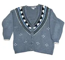 VTG BACKROAD BLUES Hand Knitted Chunky Knit Button Front Cardigan Size 22W