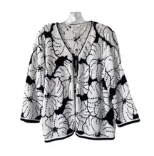 Christopher & Banks Hand Embroidered Ramie Tie Front Cardigan Sweater Size Large